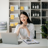 A woman working 